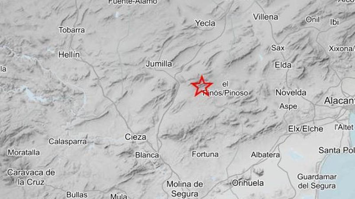 Epicentro del temblor producido en Jumilla.