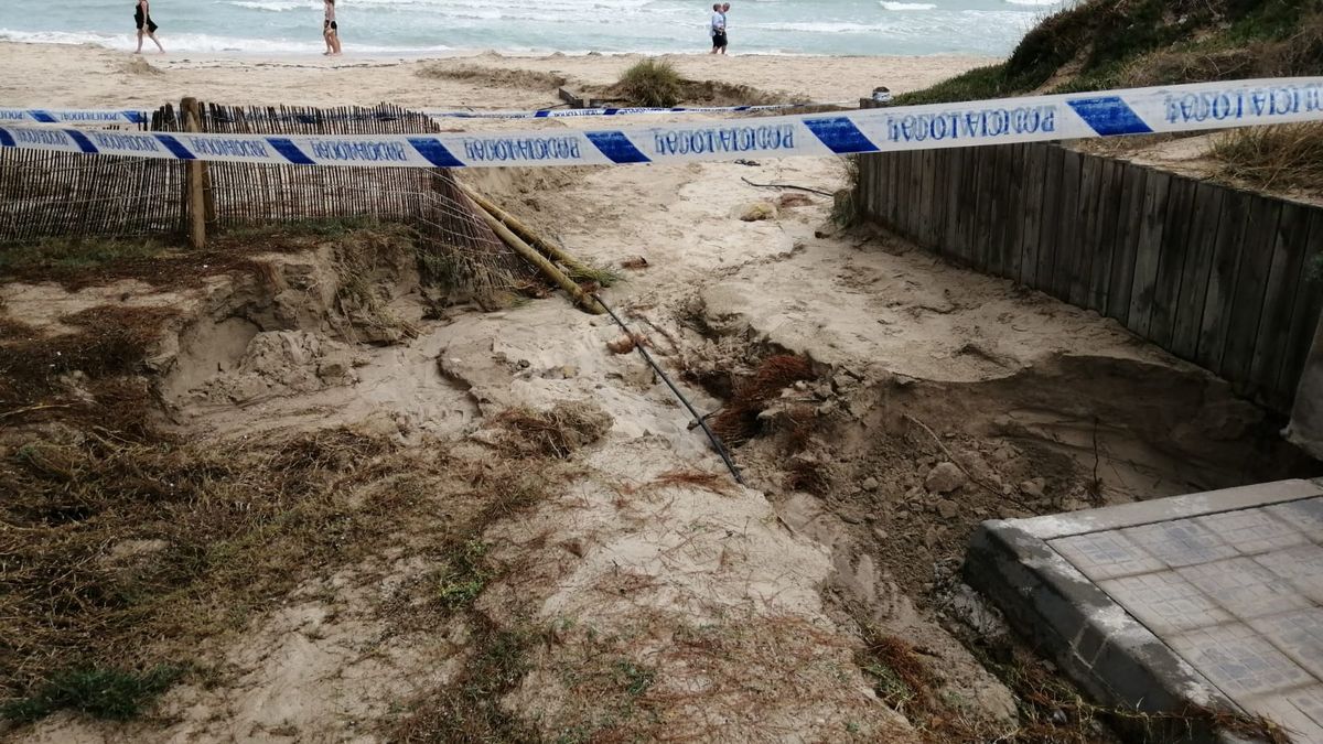 Playa de Mallorca afectada por las inundaciones.