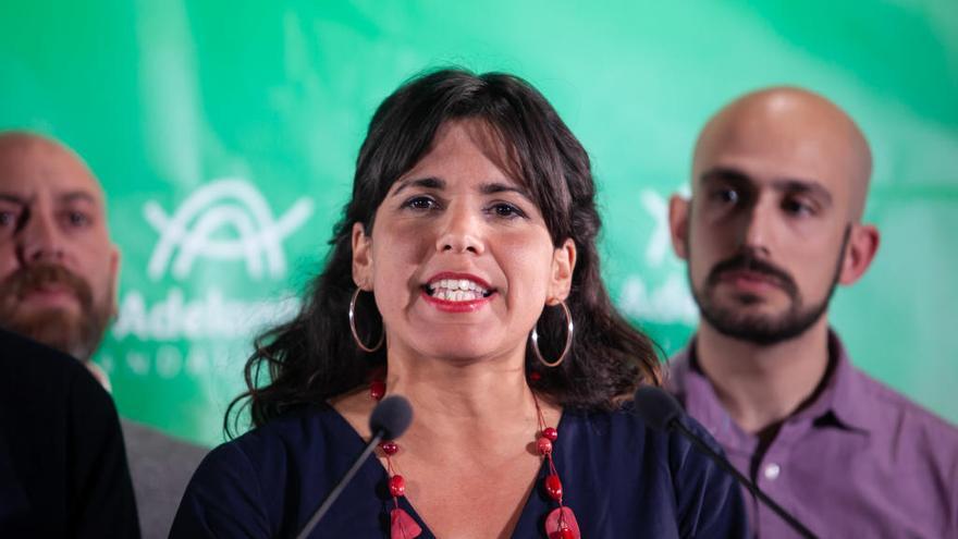 Teresa Rodríguez, en su intervención tras conocerse los resultados.