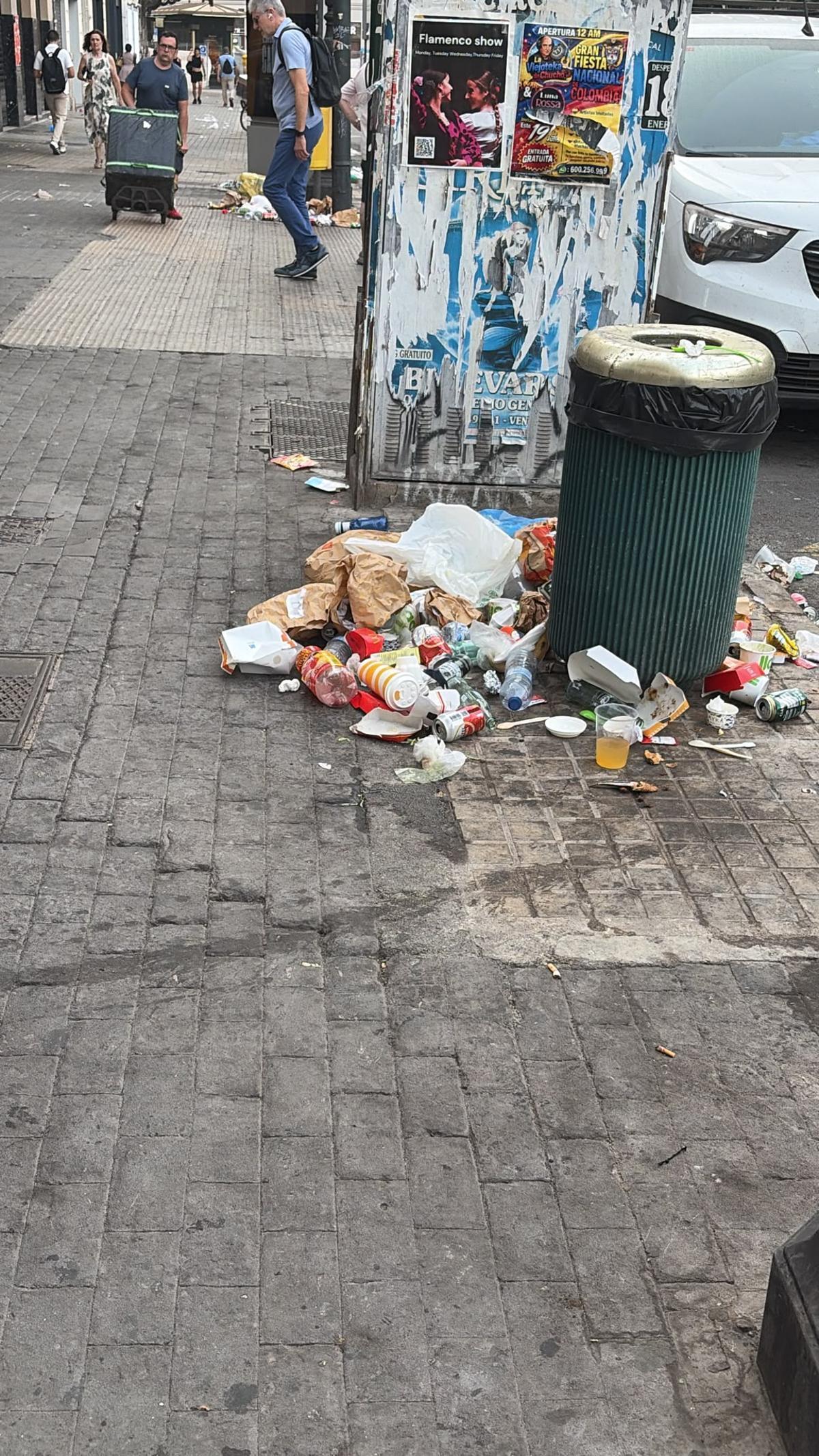 Las papeleras y contenedores, abarrotados