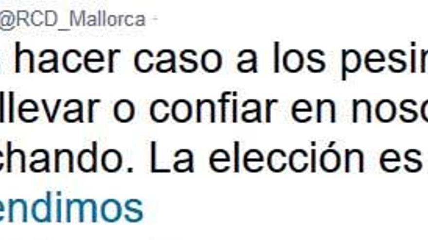 Tuit que escribió ayer el Mallorca.