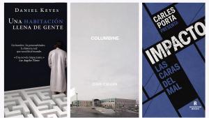 Portadas de Una habitación llena de gente, Columbine e Impacto.