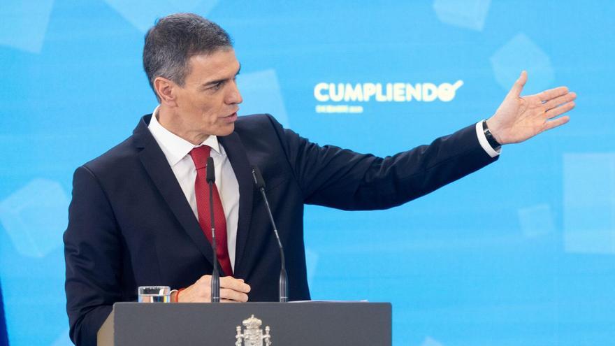 El presidente del Gobierno, Pedro Sánchez, durante su comparecencia el pasado lunes para hacer balance del año.