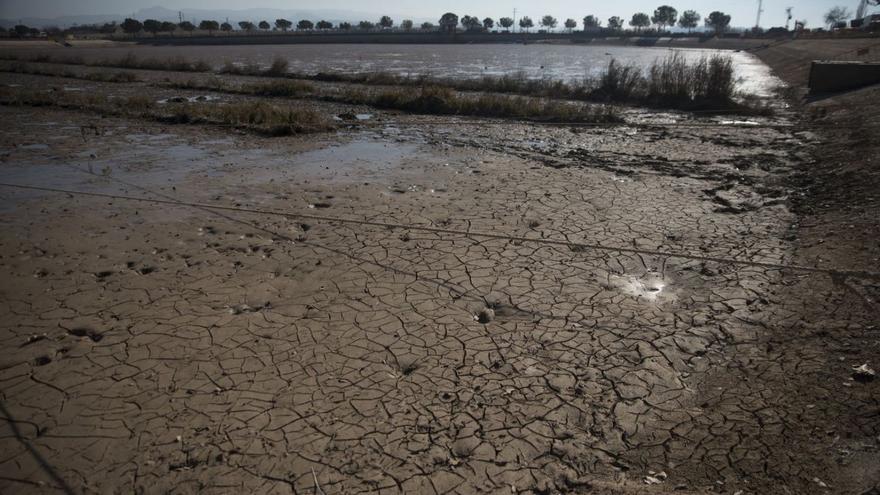 El fang del llit del llac després que hagi marxat tota l’aigua, aquesta setmana  | FOTOGRAFIES DE: OSCAR BAYONA