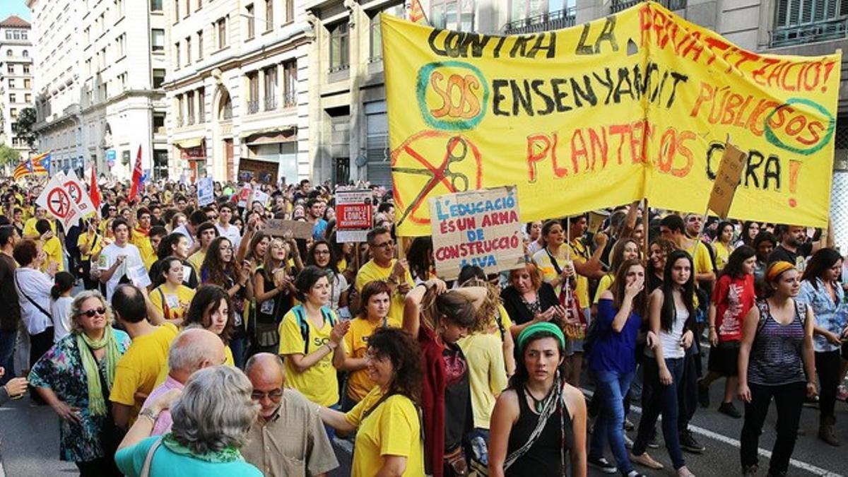 Manifestantes en una de las últimas huelgas convocadas en el sector educativo.