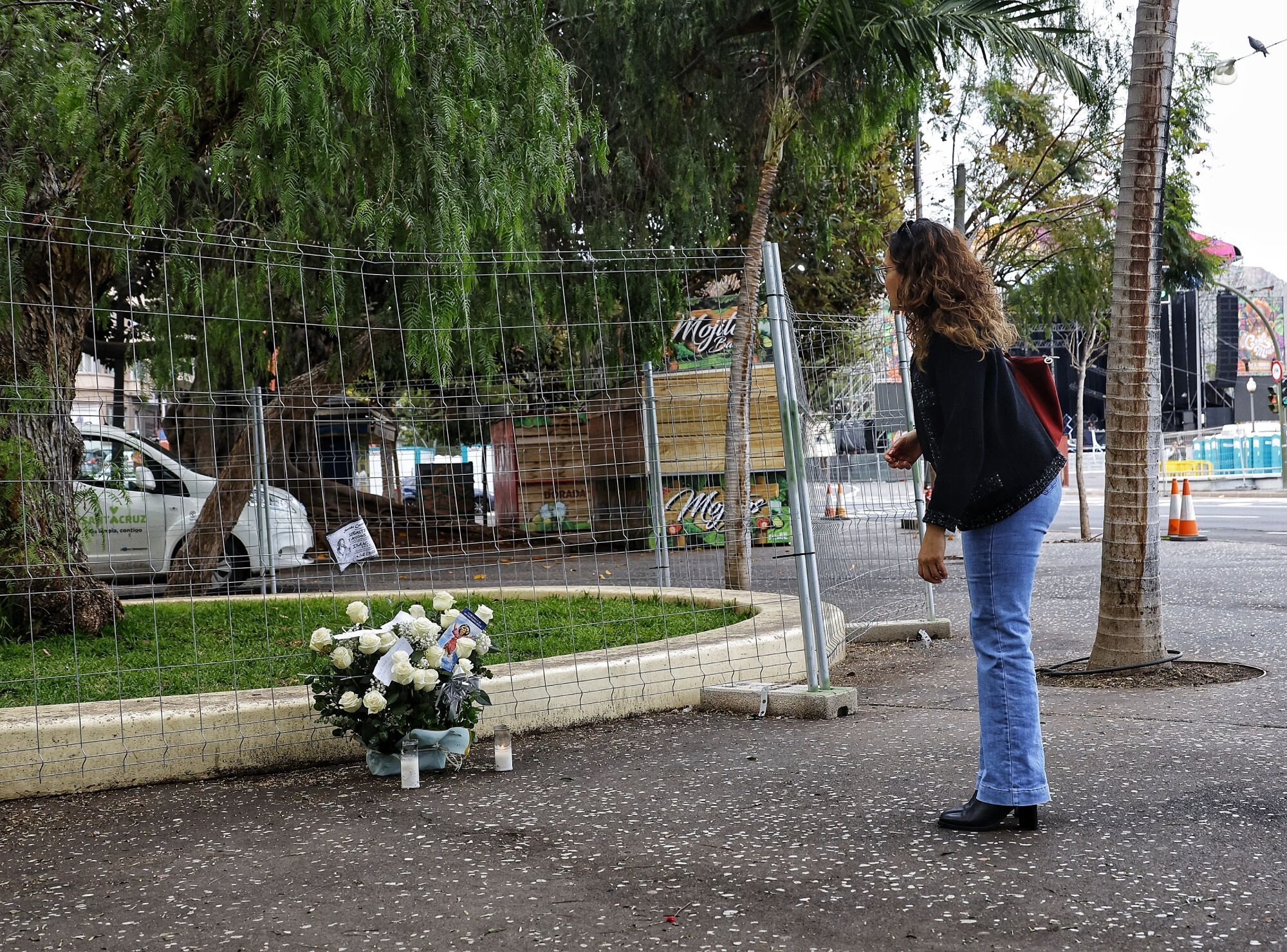 Flores en Santa Cruz de Tenerife donde murió el joven grancanario en la madrugada del Martes de Carnaval