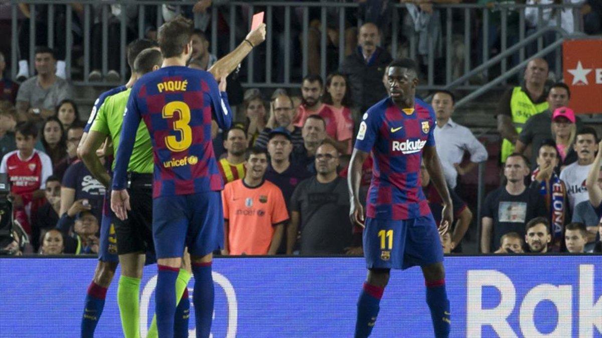 El momento de la expulsión de Ousmane Dembélé