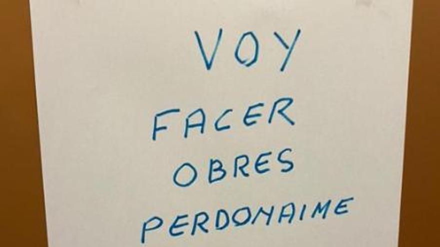 El curioso cartel de un asturiano para avisar de que va a hacer obras en casa: &quot;Perdonaime&quot;