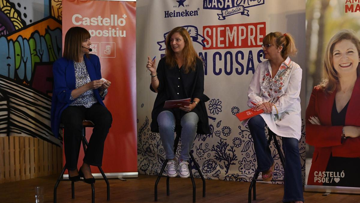 Mendía, Marco y Ros, este sábado, en la defensa de las políticas de empleo e igualdad de los socialistas en Castelló.