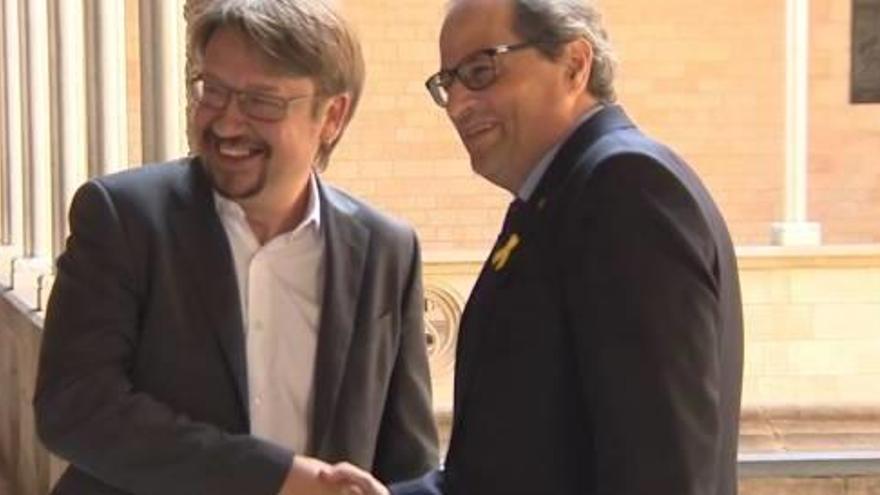 Torra i Domènech, durant la reunió d&#039;ahir a Palau