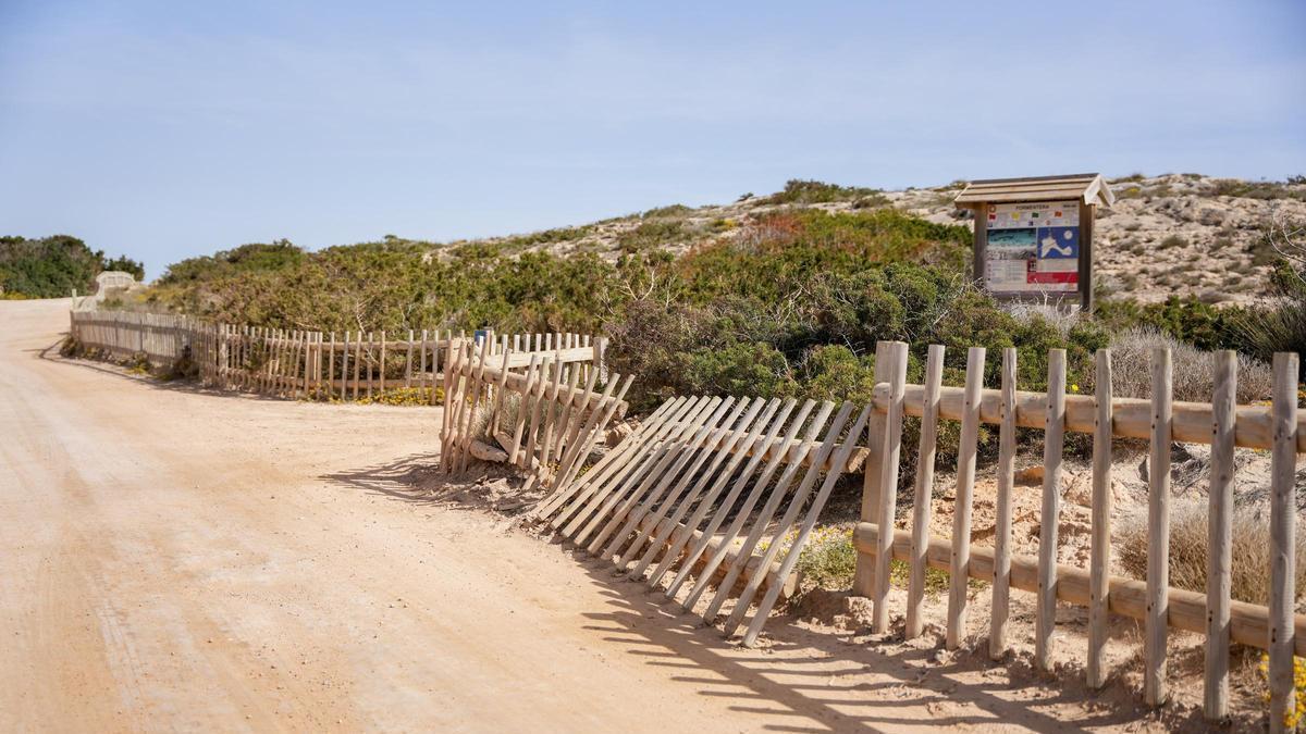 Muchas de las barreras que impiden el paso a la zona dunar están rotas