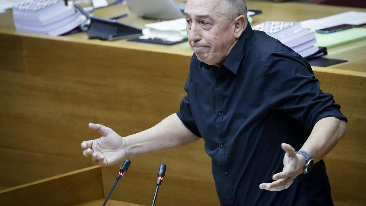 El síndic de Compromís, Joan Baldoví, interviene en las Corts.
