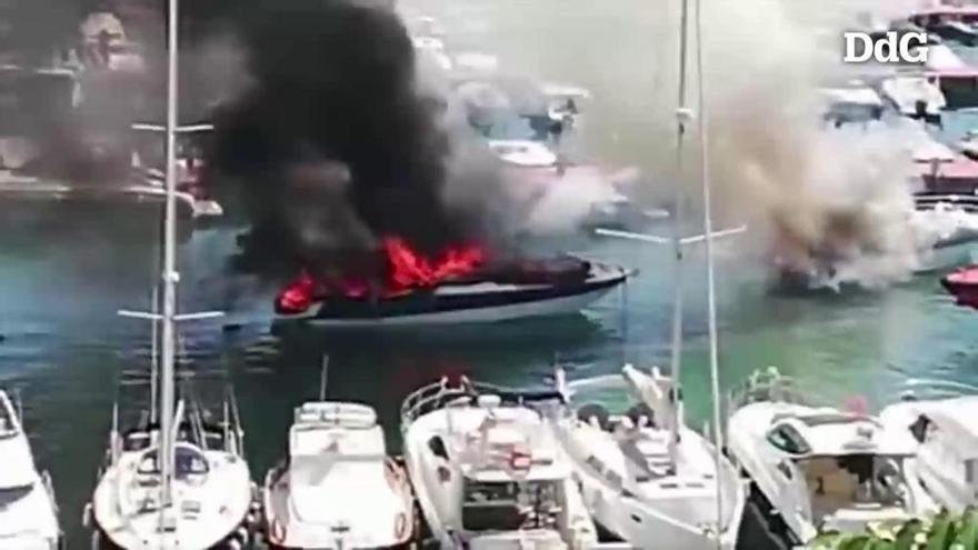 Un incendi en una barca del port marina de Palamós deixa almenys dos ferits, un d'ells greu