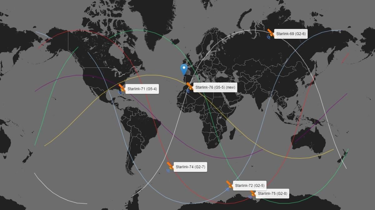 La posición de los satélites Starlink puede seguirse en tiempo real.