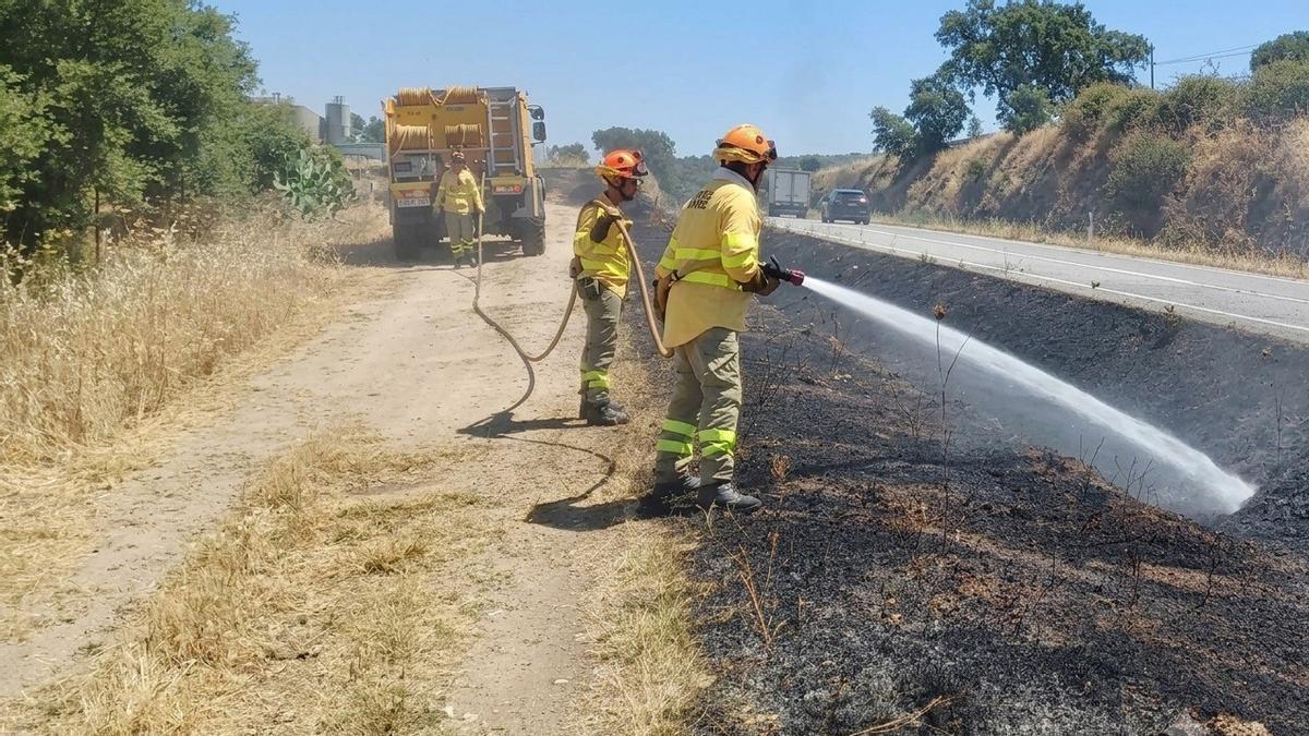 Archivo - Bomberos del Plan Infoex sofocan un incendio