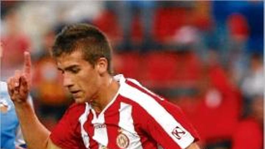 Pere Pons celebra el seu primer gol amb el Girona, contra el Sabadell.