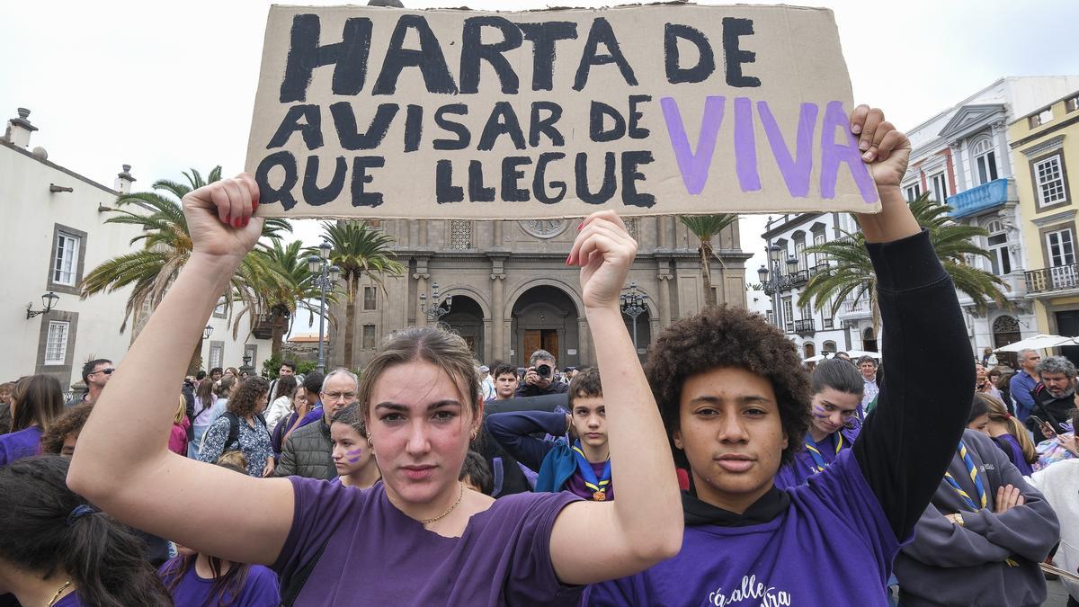 Manifestación por el 8M en Las Palmas de Gran Canaria.