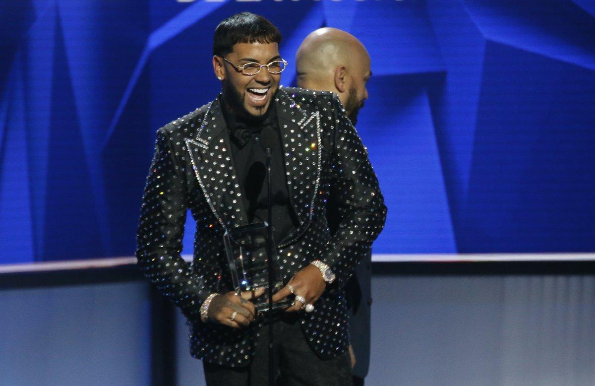 Singer Anuel AA accepts the award for new artist of the year at the 26th annual Billboard Latin Music Awards on April 25, 2019 in Las Vegas, Nevada, United States. Singer Anuel AA accepts the award for new artist of the year at the 26th annual Billboard Latin Music Awards on April 25, 2019 in Las Vegas, Nevada, United States.