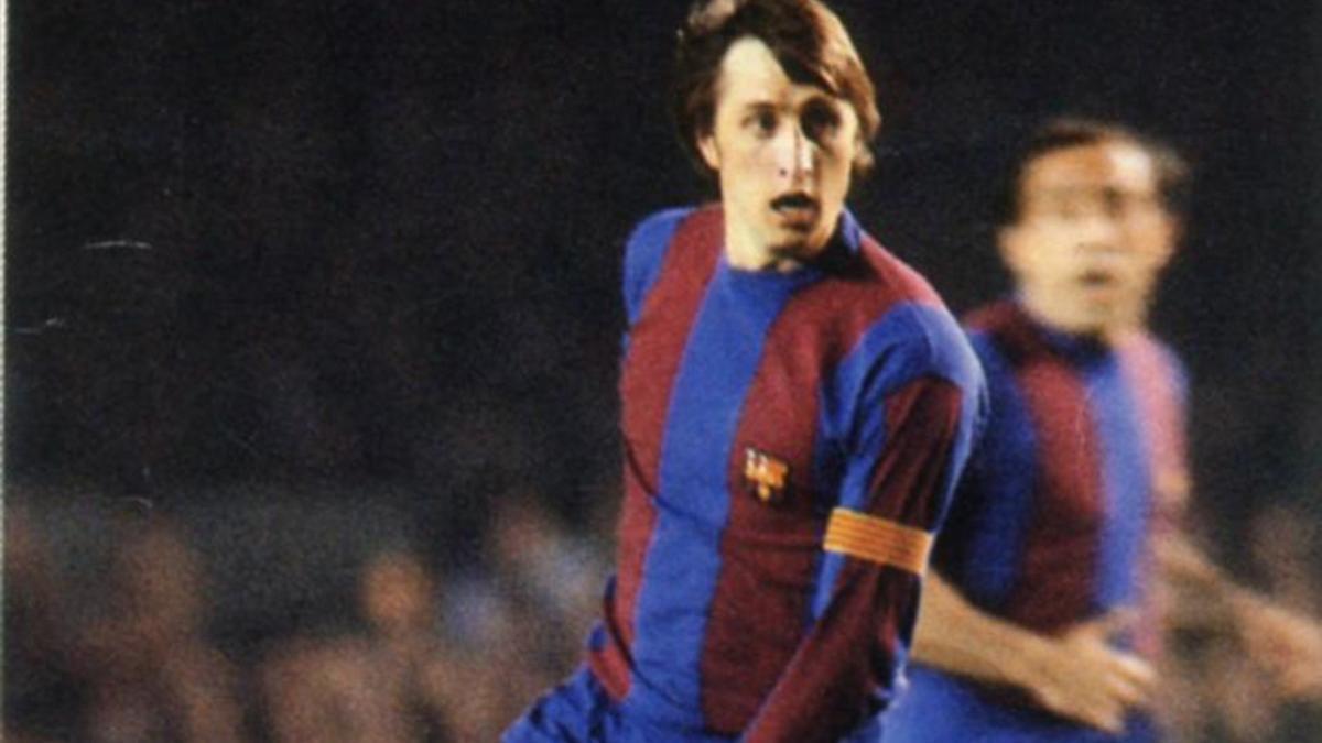 Johan Cruyff, en un partido con la camiseta del Barça
