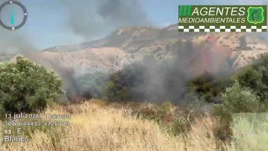 Un incendio avanza por los matorrales de Blanca
