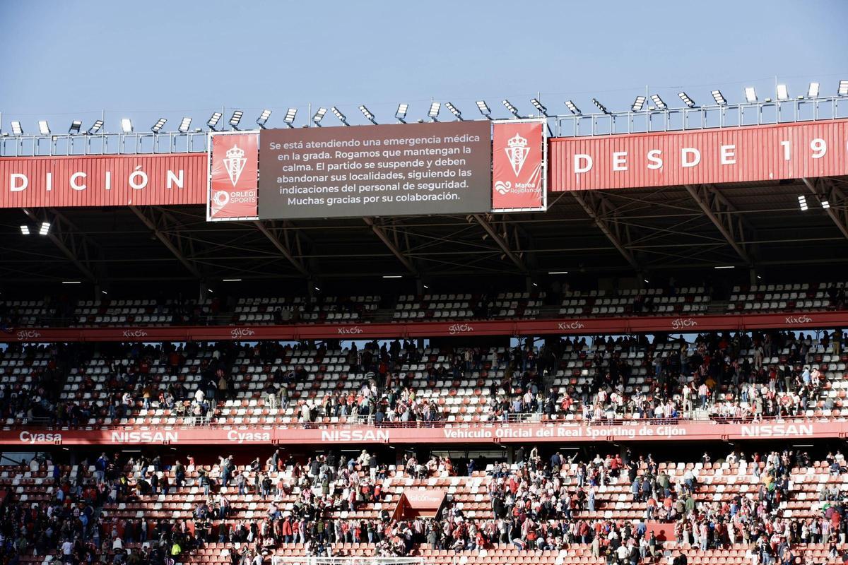 EN IMÁGENES: La suspensión del partido Sporting-Leganés por el fallecimiento de un aficionado