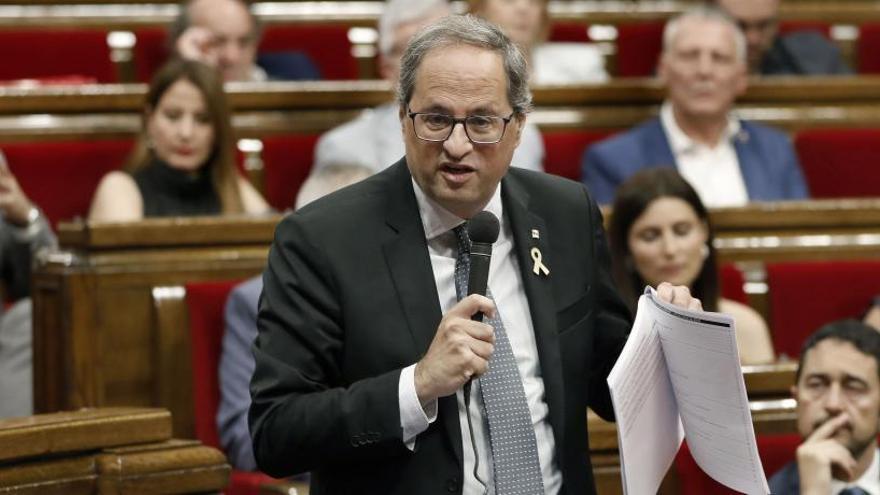 El president de la Generalitat, Quim Torra, ahir al Parlament