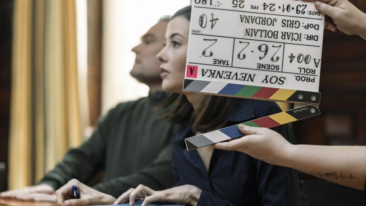 Rodaje de 'Soy Nevenka', la cinta en la que Iciar Bollain narra el acaso que sufrió la concejala de Pontevedra.