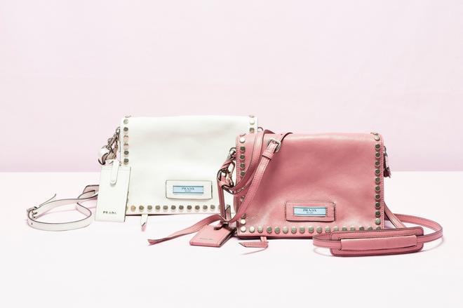 Prada Etiquette, bolsos blanco y rosa