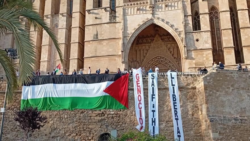 Concentración frente a la Seu en apoyo a Palestina y a los activistas