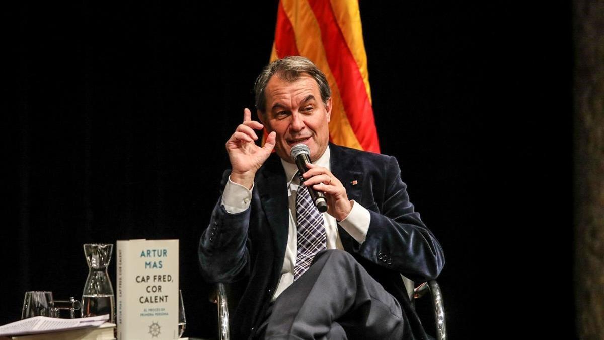 El expresidente de la Generalitat Artur Mas, en la presentación de su último libro, en Barcelona.