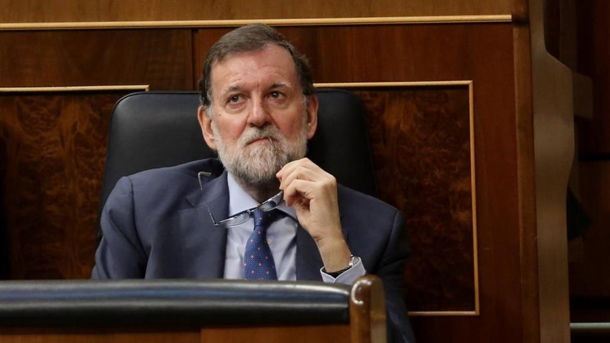 El entonces presidente del Gobierno Mariano Rajoy, en el Congreso.