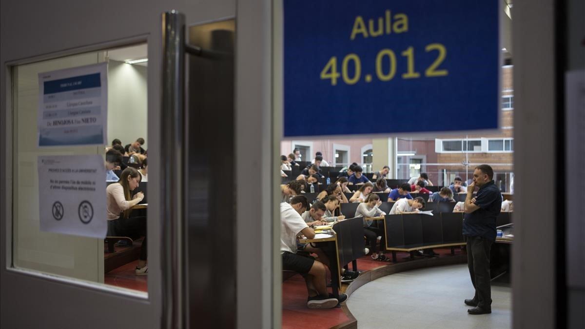 Un aula del campus de la Universitat Pompeu Fabra.