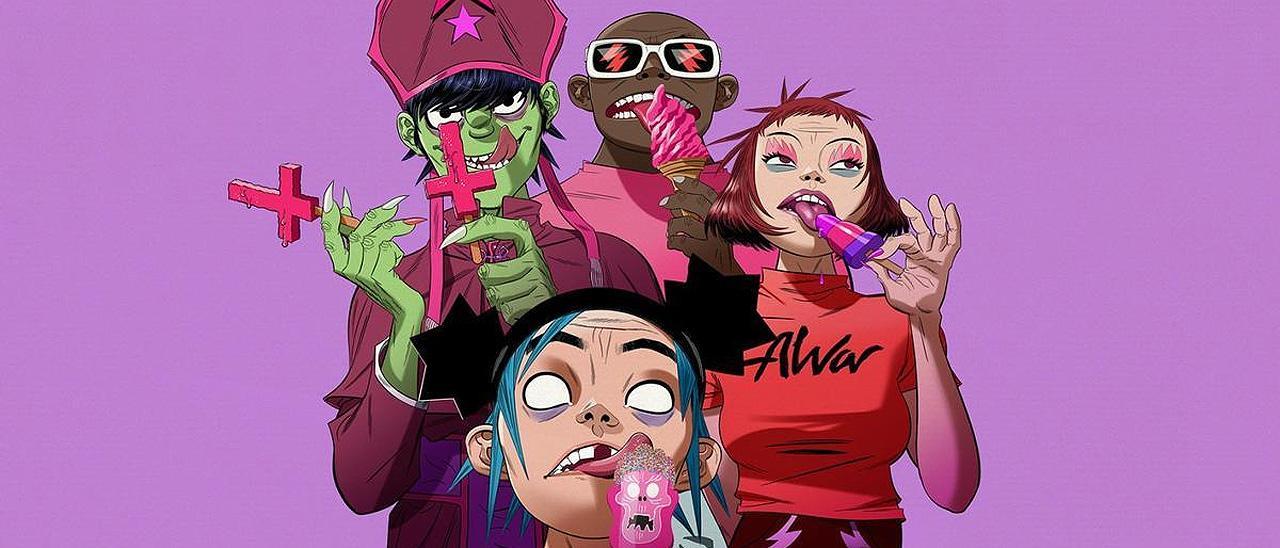 La imagen de la banda virtual Gorillaz en &#039;Cracker Island&#039;.