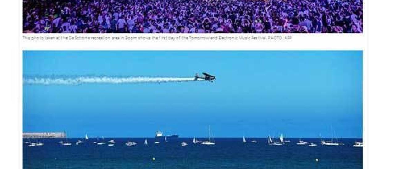 Página web del periódico pakistaní, con foto del Festival Aéreo de la agencia &quot;Reuters&quot;.