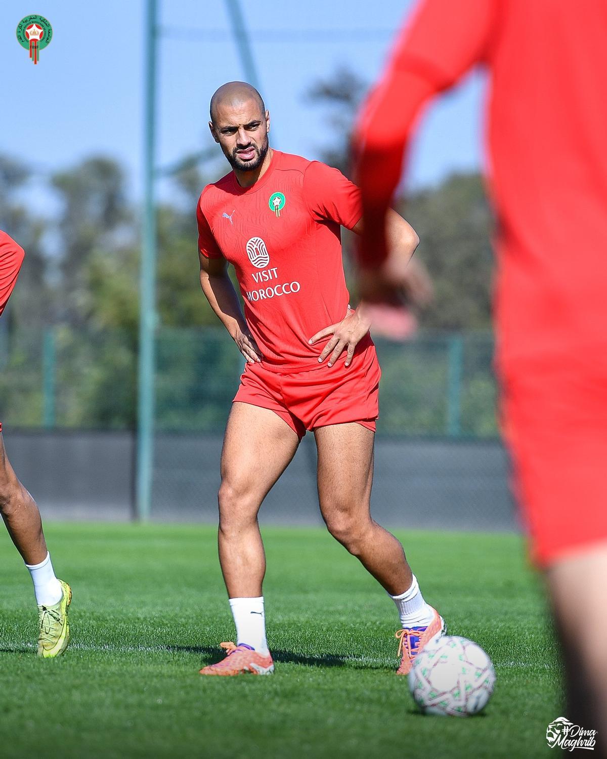 Sofyan Amrabat en un entrenamiento con Marruecos de este miércoles 12 de noviembre