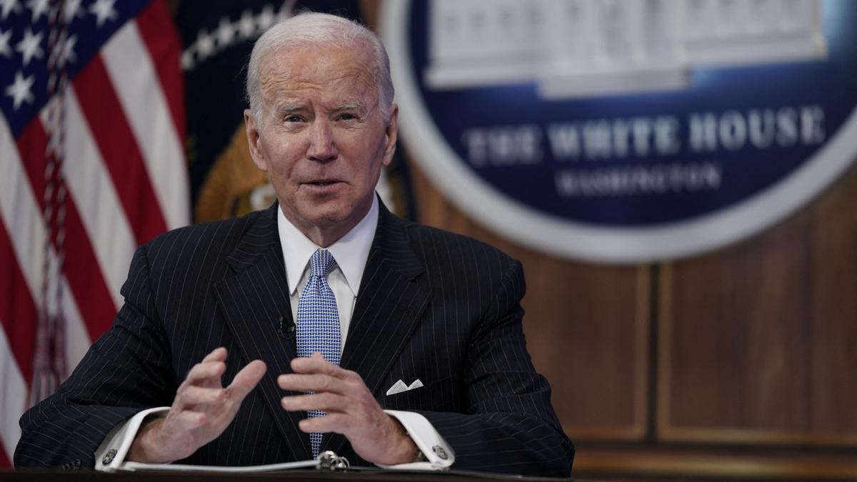 U.S. President Joe Biden delivers remarks during a meeting with business and labor leaders, in Washington