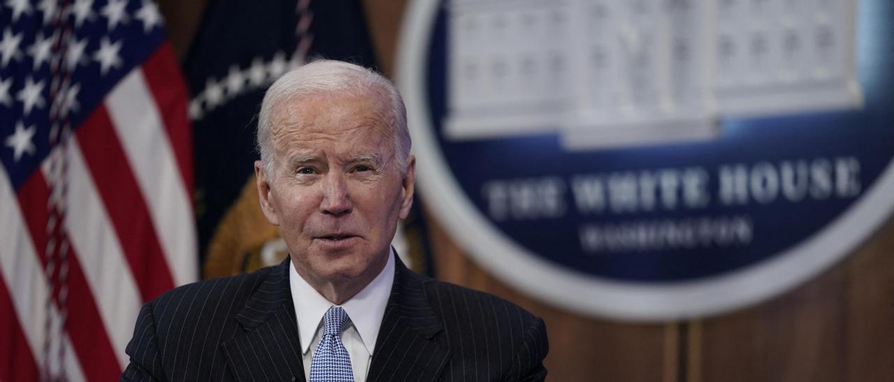 U.S. President Joe Biden delivers remarks during a meeting with business and labor leaders, in Washington