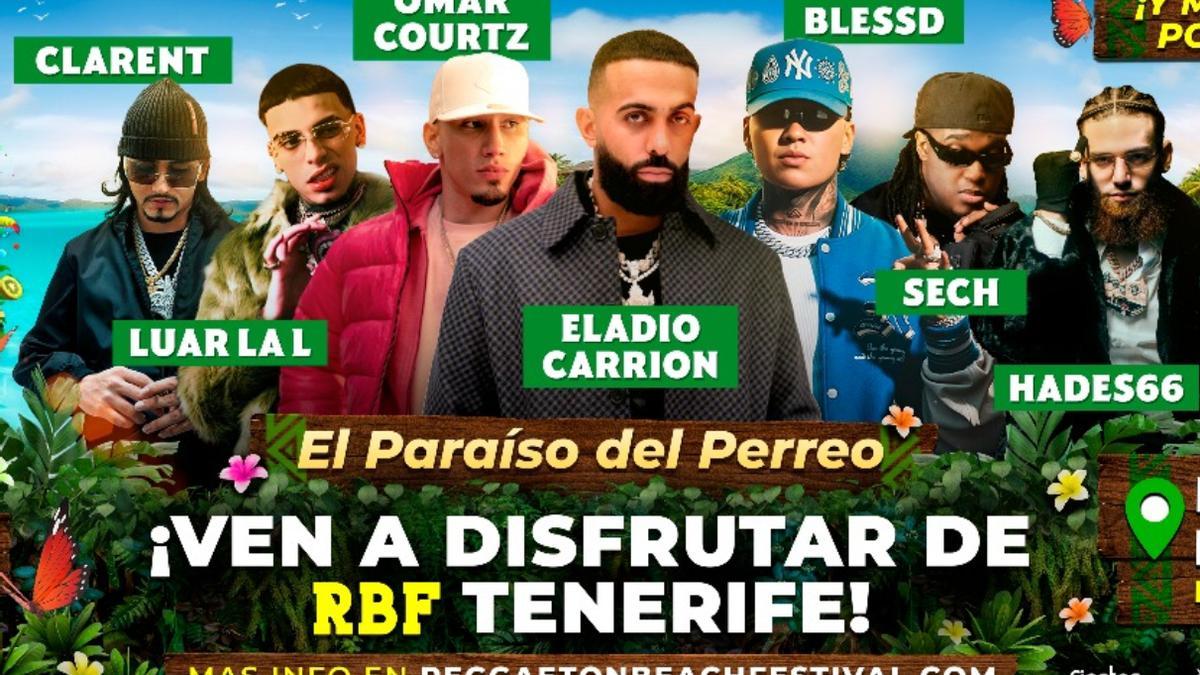 Cartel con los artistas participantes en la nueva edición del Reggaeton Beach Festival.