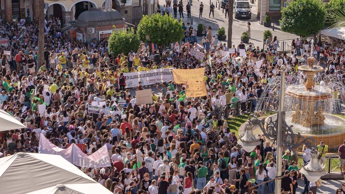 Manifestación de los docentes extremeños, el pasado octubre en Mérida.