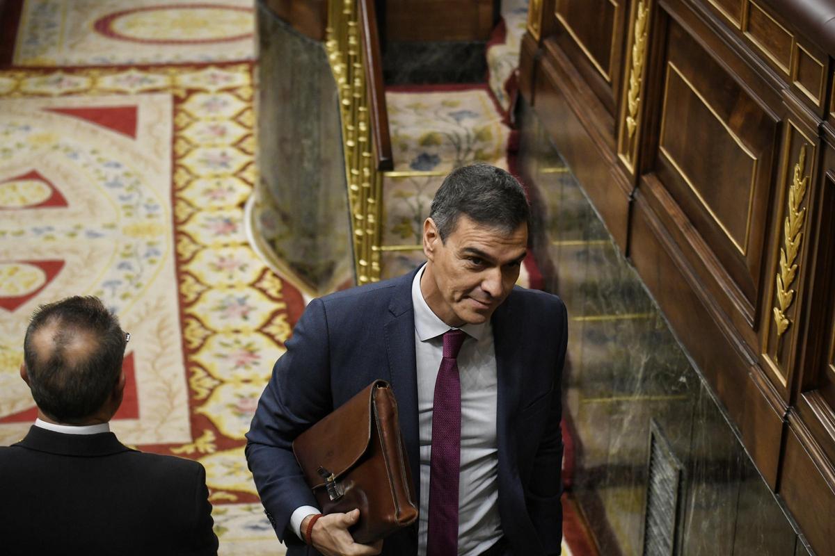 El presidente del Gobierno, Pedro Sánchez, tras la sesión de control al Gobierno el pasado miércoles en el Congreso.