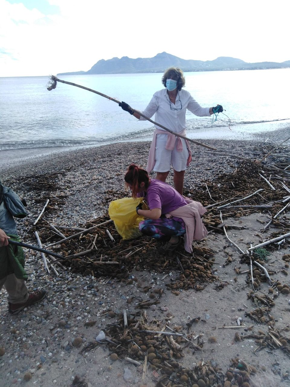 Una veintena de voluntarios reúnen 15 bolsas de basuras del arenal. Es una iniciativa particular de ciudadanos concienciados en la necesidad de mantener las playas limpias