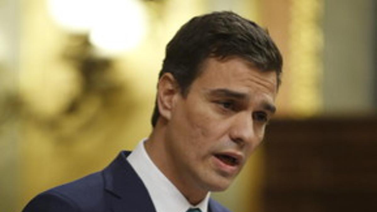 El líder del PSOE, Pedro Sánchez, durante su intervención en el pleno del Congreso, este miércoles.