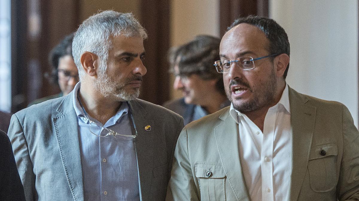 El líder de Cs, Carlos Carrizosa, y el dirigente del PPC, Alejandro Fernández, en una foto de archivo.