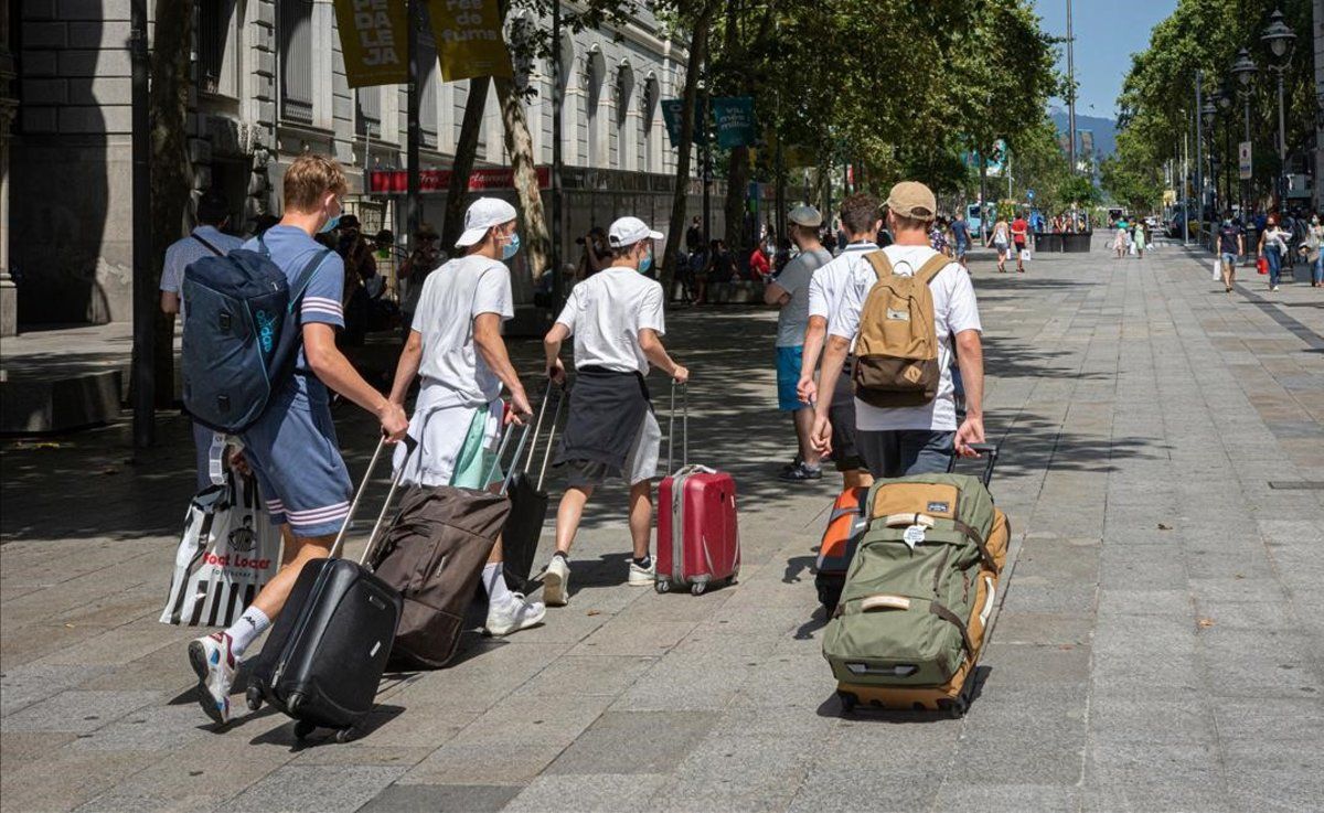 Turistas en Barcelona.