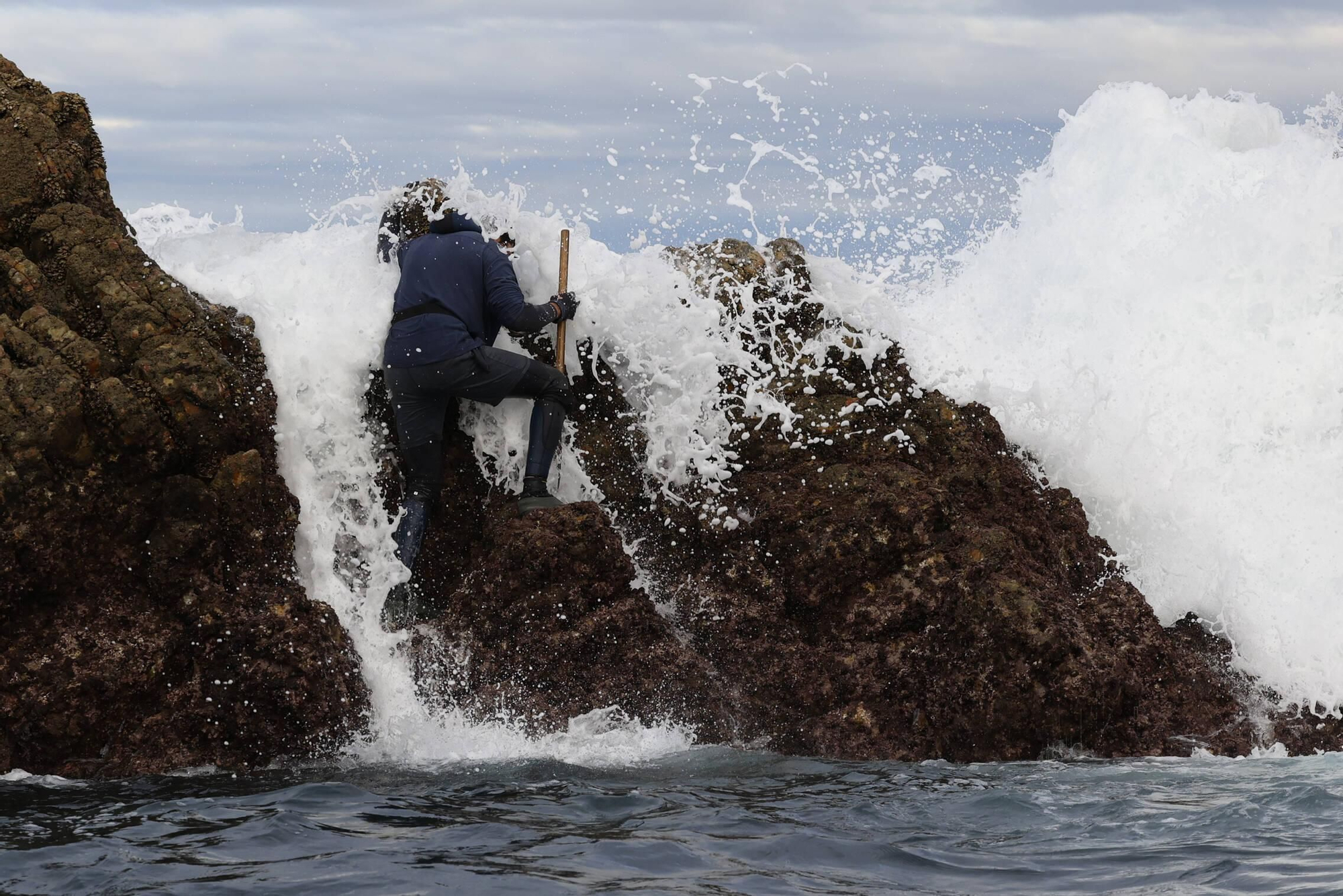 EN IMÁGENES: Así es la dura jornada de los perceberos del cabo Peñas: un oficio de alto riesgo a merced de las olas
