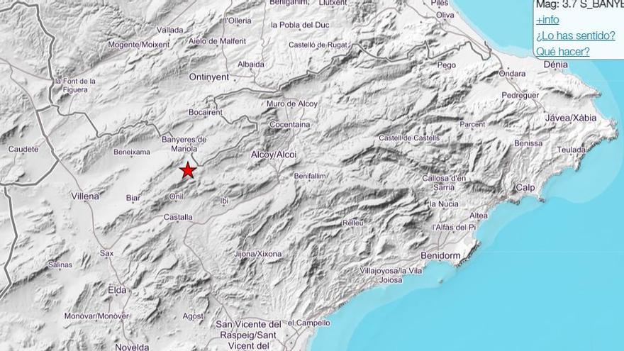 Registrado un terremoto de magnitud 3,7 en Banyeres de Mariola