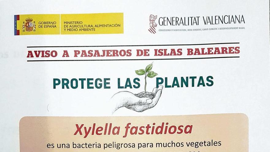 Cartel difundido en la Comunidad Valenciana dirigido a los pasajeros de Balears.