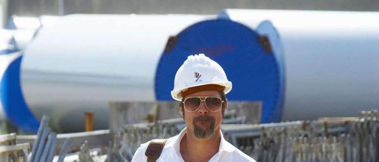 Brad Pitt, hace cinco años, en la explanada del Niemeyer, entonces en construcción.