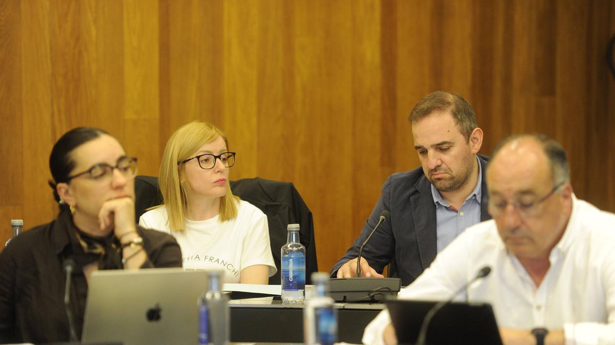Alba Forno y Mario López, delante de Mari Fernández y Manuel Carbón, en el último pleno.