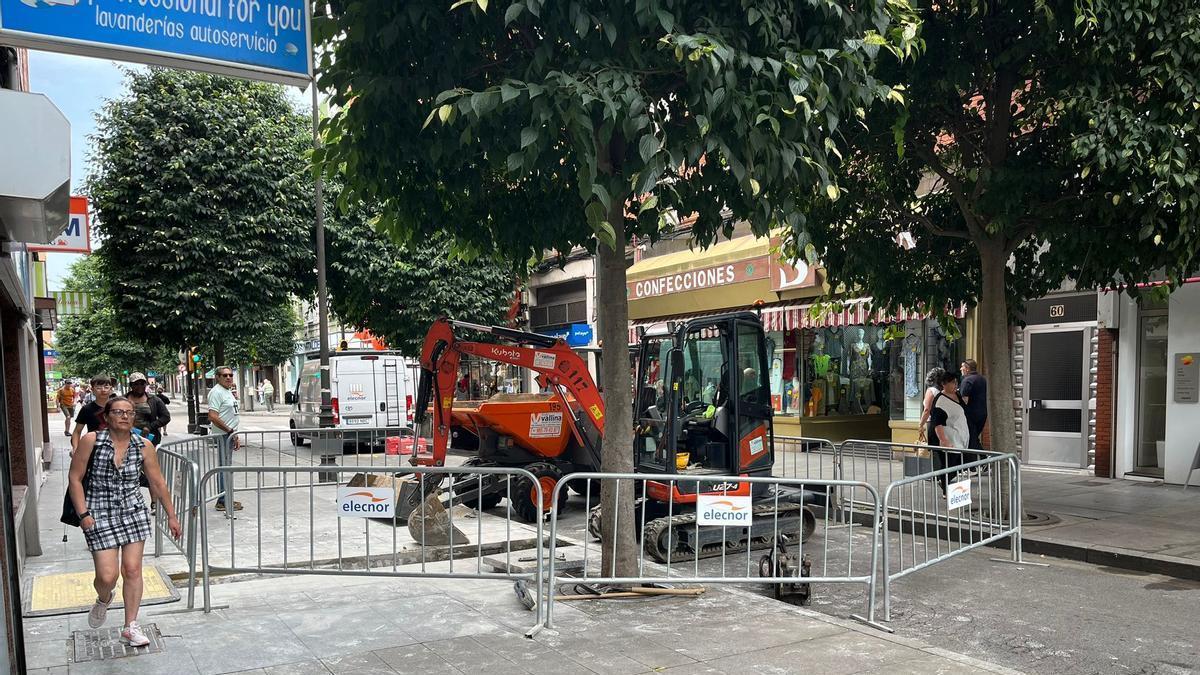 Las obras en la avenida de la Argentina, esta mañana.